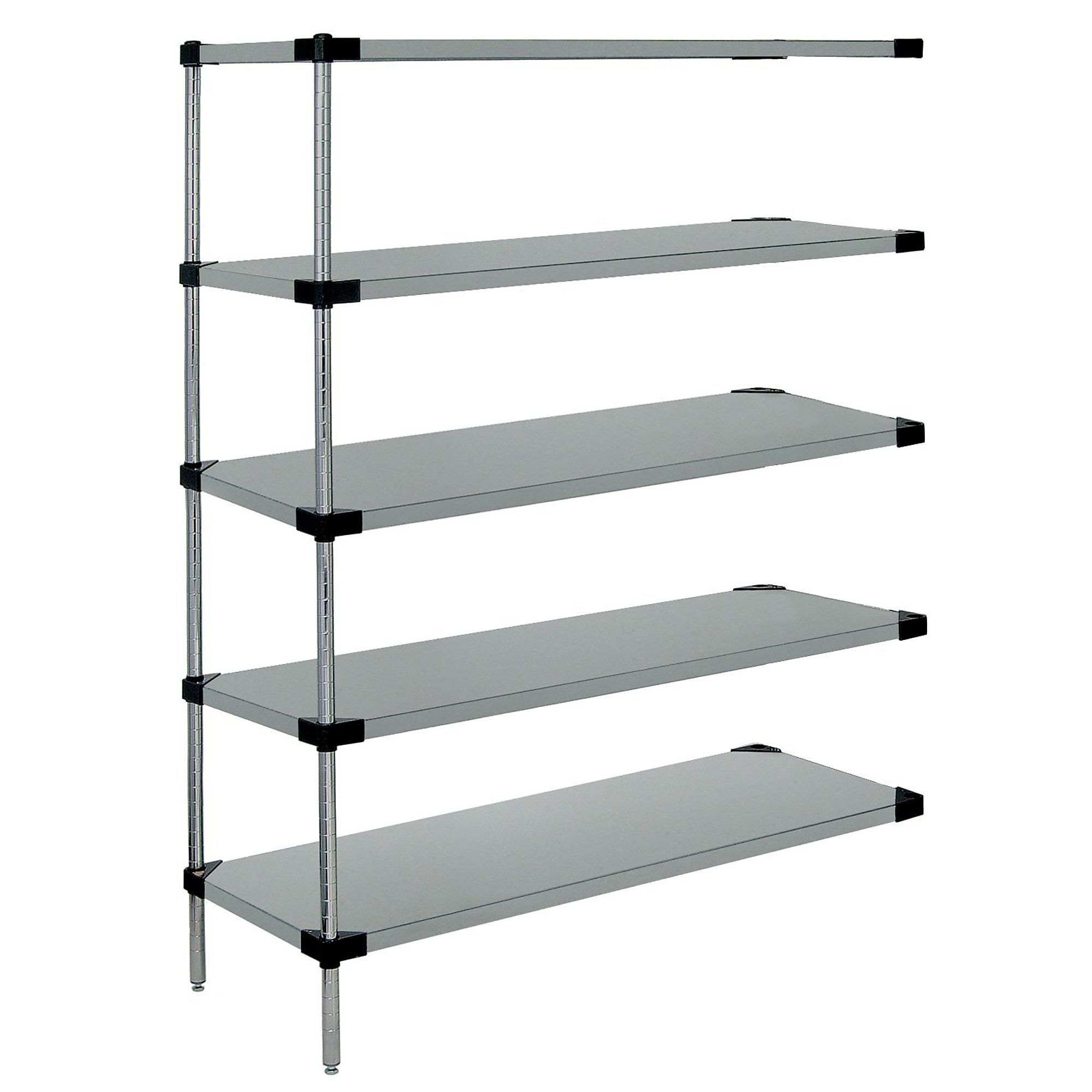 Quantum, Stainless Steel 5 Solid Shelf Add-On Kit 86in., Height 86 in, Width 14 in, Depth 36 in, Model# WRSAD5-86-1436SS